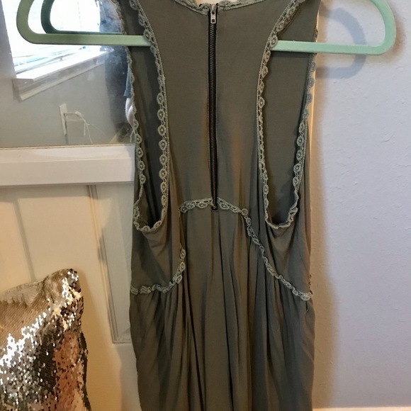 Olive Green Tunic Tank | Lace Accents | Boutique - Picture 2 of 5